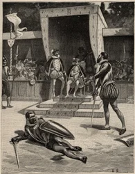 Duell zwischen Francois de Vivonne de la Chataigneraie und Guy de Chabot, Baron de Jarnac in Saint Germain en Laye, Frankreich am 10. Juli