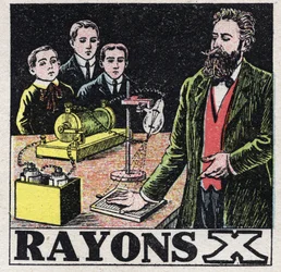 Äther (Material): Röntgenstrahlen, entdeckt vom deutschen Physiker Wilhelm Conrad Röntgen (1845-1923). Anonyme Illustration von 1925. Privatsammlung.