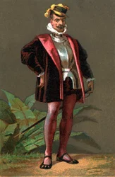 Hernando Cortés (1485-1547), spanischer Eroberer Mexikos. Chromolithographie. Private Sammlung