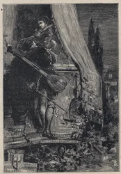 Lucrezia Borgia und Don Gaspare Aversa, Graf von Procida - Gravur aus 
