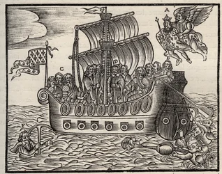 Mazarinade politisches Pamphlet: Trotz Mazarin sichern die Geißler das Heil des Staates. ca. 1649. Holzschnitt. Privatbesitz