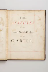 Orden des Hosenbandes: Buch der Statuten, das Charles Fitzroy, Herzog von Grafton, gehörte - Aquarellmanuskript, Anfang des 18. Jahrhunderts