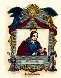Andachtsbild: Heiliger Desiree. Gravur des 19. Jahrhunderts