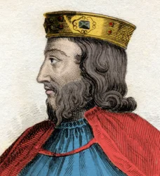 Porträt von Chlodwig I. (466-511), König der Franken. Gravur aus dem 19. Jahrhundert