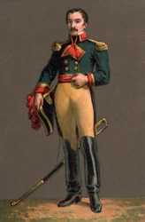 Porträt von FRANCISCO SOLANO LOPEZ (1827-1870), paraguayischer Diktator. Chromolithographie. Private Sammlung