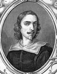Porträt von Francesco Albani (1578-1660), genannt der Albaner, italienischer Maler. Gravur von 1859 in „Die Galerien Europas - Italien“ von Armengaud. Private Sammlung