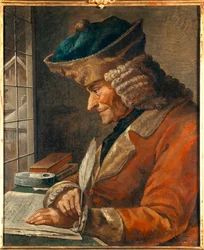 Porträt von Francois Marie Arouet Voltaire (1694-1778) in seinem Arbeitszimmer