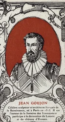 Porträt von Jean Goujon (1510-1567), französischer Bildhauer und Architekt. Gravur von 1914. Private Sammlung.