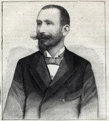 Porträt von Pierre Sales (1854? -1921?), ein französischer Schriftsteller. Gravur in "Le Petit Parisien"
