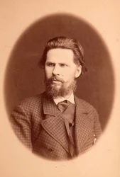 Porträt des Künstlers Ivan Nikolaievitch Kramskoi (1837-1887)
