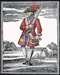 Porträt des Piraten Jack Rackham, genannt der Rote, oder John Rackham, besser bekannt als Calico Jack (? 1720)