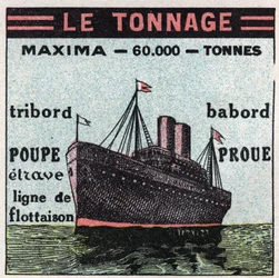 Schiffe und Schiffe: Tonnage. Anonyme Illustration von 1925. Privatsammlung.