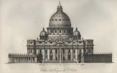 Petersdom (Basilika St. Peter) in Rom - Gravur aus „Usi e Costumi di Tutti i Popoli dell