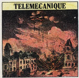 T.S.F.: Telemekanik, die Kunst der Fernsteuerung mittels elektromagnetischer Wellen. Anonyme Illustration von 1925. Private Sammlung.