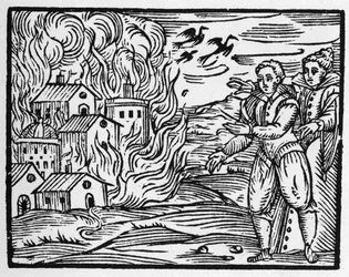 Der Fluch der Zauberer, die die Stadt verbrennen - „Compendium Maleficarum“, behandelt Hexen, ihre Bosheit und ihre Zaubersprüche von Francesco Maria Guazzo oder Guaccio oder Guaccius (15?? -16??) 1608 Private Sammlung