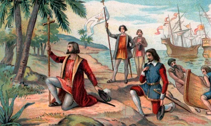 Die Landung von Christoph Kolumbus (Christoph Kolumbus, Cristoforo Colombo, Cristobal Colon) (1451-1506) in der Neuen Welt