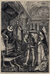 Die Hochzeit von Giulia Farnese mit Orsino Orsini im Haus von Rodrigo Borgia 1489 - Stich aus „Lucrezia Borgia“ von Oscar Pio - 1883