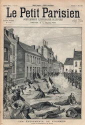 Die Erschießung von Fourmies in Nord-Pas-de-Calais durch die Infanterie auf streikende Arbeiter (1. Mai).