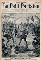 Kriegsübungen: Amazonen, Krieger und dahomeische Fetischpriester (heute Benin) aus dem Jardin d