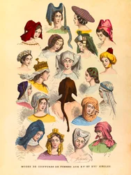 Frauenfrisuren im 15. und 16. Jahrhundert, Stich - Privatsammlung