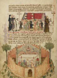 Die Überführung der Leichname von Aimo und Vermondo; Die Menschen von Mailand beten am Altar, wo Aimo und Vermondo begraben sind