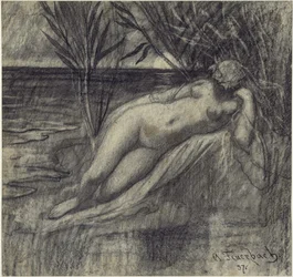 Schlafende Nymphe am Fluss