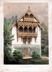 Giebel an einem Wohngebäude, Schönhausen, bei Berlin, Deutschland, um 1850