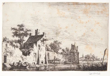 Stadtmauer an einem Fluss