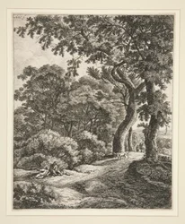 Die zwei Reisenden ruhen sich im Wald aus