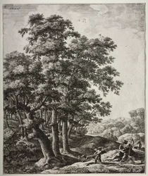 Sechs große aufrechte Landschaften mit Szenen aus Ovids Metamorphosen: Venus und Adonis