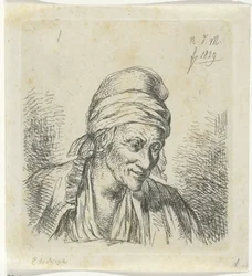 Alte Frau nach rechts