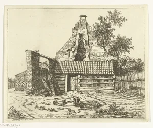Schilfschneider vor der Ruine des Hauses Snaatburg in Maarssen