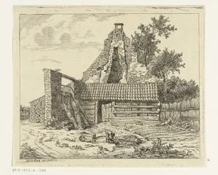 Schilfschneider vor der Ruine des Hauses Snaatburg in Maarssen