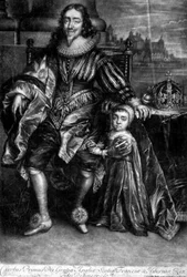 Karl I. (1600-49) mit einem Sohn