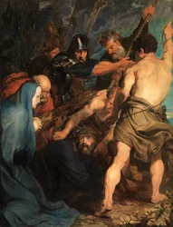 Christus bricht zusammen, während er das Kreuz trägt