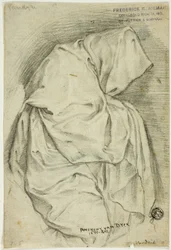 Gehüllte Figur (recto); Zwei Skizzen von Schwänen im Wasser (verso)