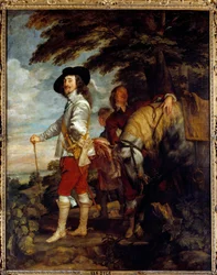 Porträt von Charles I. Stuart (1600-1649), König von England, bei der Jagd. Flämische Schule
