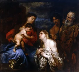 Die Jungfrau und das Kind mit den drei reuigen Sündern, Maria Magdalena, König David und dem verlorenen Sohn