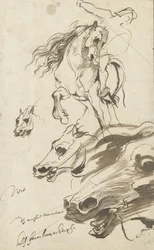 Studie eines Reiters und Kopf eines Pferdes, 1620-1621