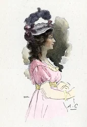 Porträt von Josephine de Beauharnais, Zeichnung von Antoine Calbet aus „Napoleon und Frauen“ von Masson