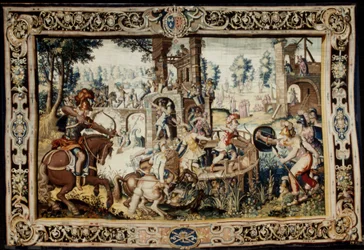 Übung im Angriff und Verteidigung eines Bastions, entworfen 1562–1565 (gewebt 1611–1627)