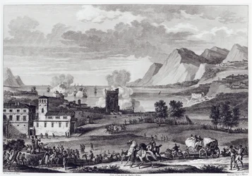 Befreiung Korsikas, 20. Oktober 1796, graviert von Jean Duplessi-Bertaux (1747-1819)