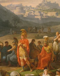 Begräbnisspiele zu Ehren von Patroklos, Detail der griechischen Helden, ca. 1790