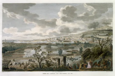 Die Eroberung von Neapel, 2 Pluviose, Jahr 7 (23. Januar 1799) graviert von Jean Duplessi-Bertaux (1747-1819)