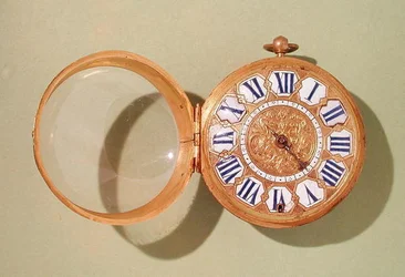 Uhr, ca. 1685 (vergoldetes Messing & Emaille)