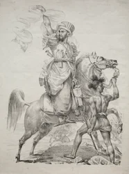 Ein Mameluken-Häuptling auf einem Pferd, der um Hilfe ruft, 1817