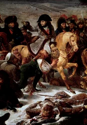 Feldzug in Preußen und Polen (1806-1807): Napoleon I. auf dem Schlachtfeld von Eylau am 9. Februar 1807 (Detail). Gemälde von Antoine Jean Gros