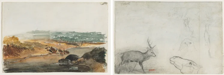 Landschaft (recto); Tierstudien (verso)