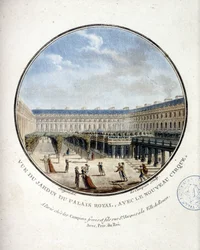 Ansicht des Gartens des Palais Royal - in „Malereische Ansichten der Hauptgebäude von Paris“ von Sergeant