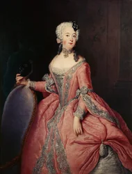 Porträt von Luise Ulrike Prinzessin von Preußen (1720-1782) mit Maske in der Hand